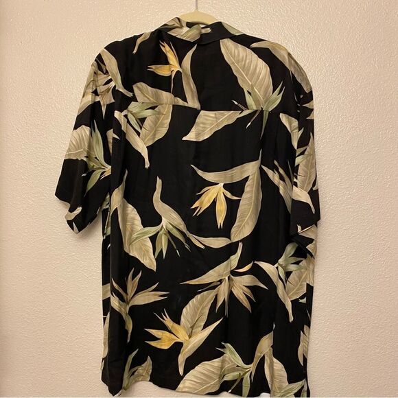 Bamboo Cay 100% silk vintage Short Sleeve button up Shirt tropical floral top L - Picture 2 of 8
